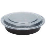 48oz 9.5" Round Black Plastic Container