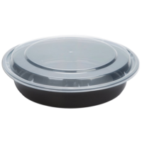 48oz 9.5" Round Black Plastic Container
