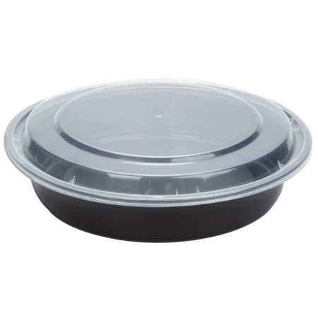 48oz 9.5" Round Black Plastic Container